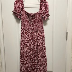 Red floral maxi dress